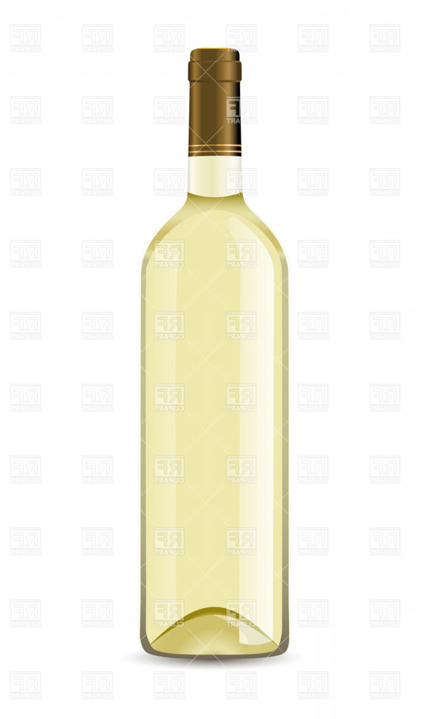 Bottle With White Wine Vector Clipart.