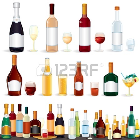 Alcool Populaire De Diverses Boissons De Bar, Vecteur Clipart.