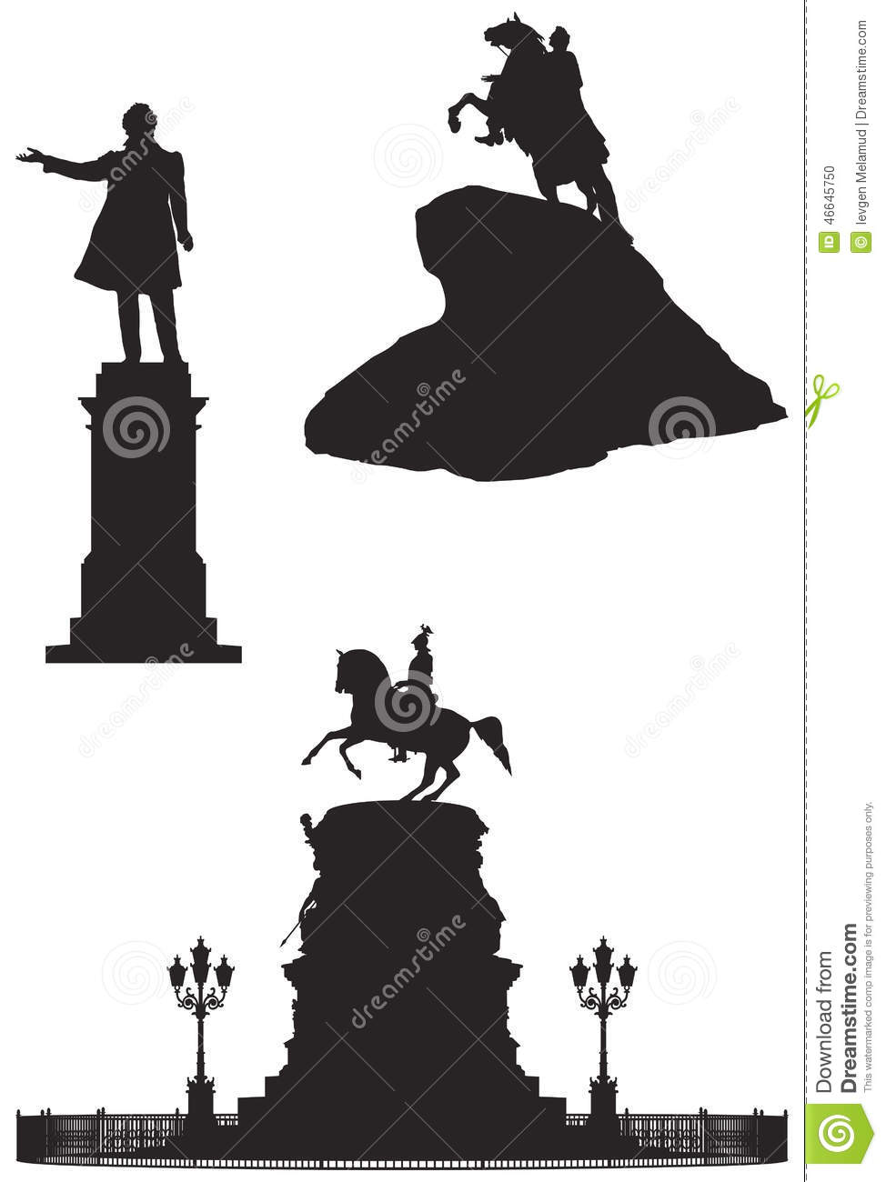Saint Petersburg Monuments, Russian Landmarks Stock Vector.