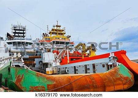 Stock Photography of Large industrial ship in Stavanger port.