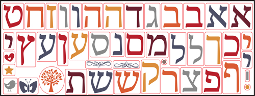 Jewish Wall Decals ALEPH BET LETTERS \