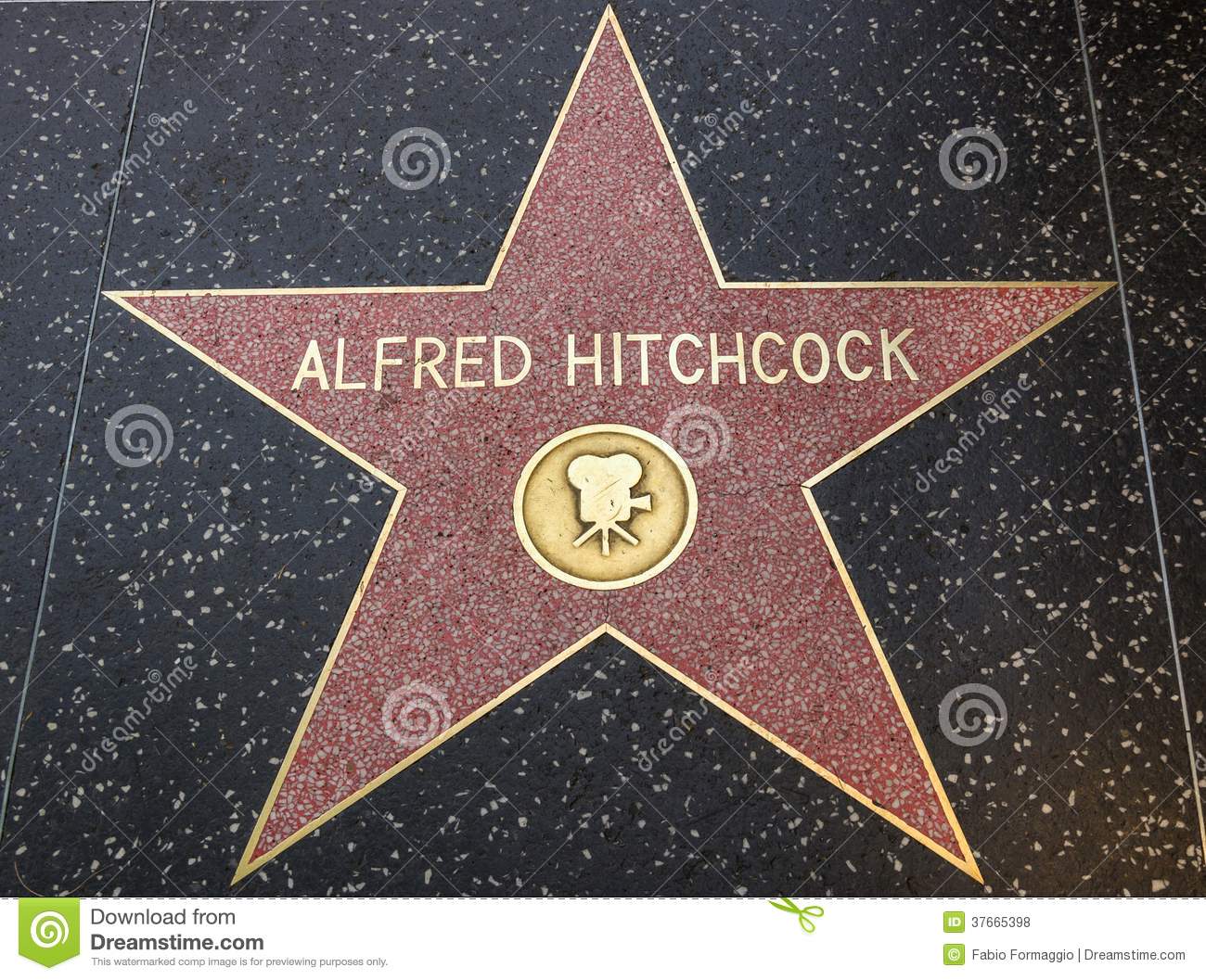 Alfred Hitchcock's Star On Hollywood Walk Of Fame Editorial Stock.