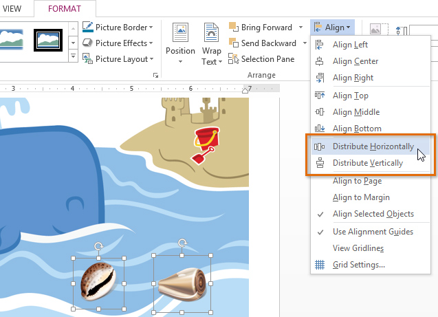 How to align clipart in word.
