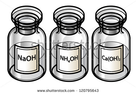 Trio Bases Sodium Hydroxide Ammonium Hydroxide Stock Vector.