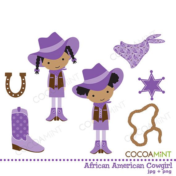 African American Cowgirl Clip Art by cocoamint on Etsy.