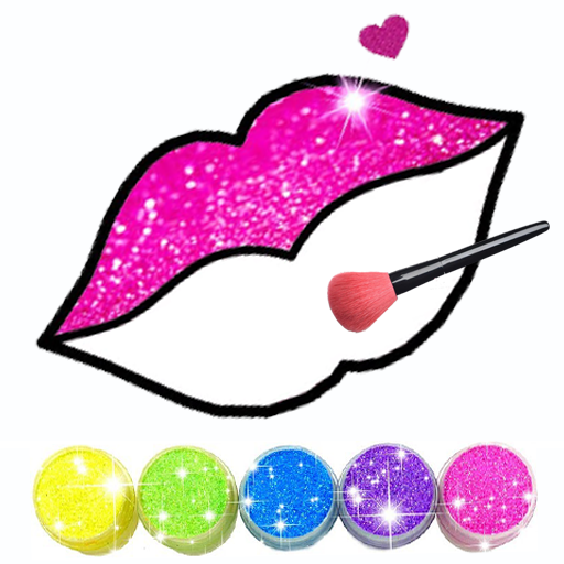 Glitter Lips with Makeup Brush Set coloring Game Android APK.