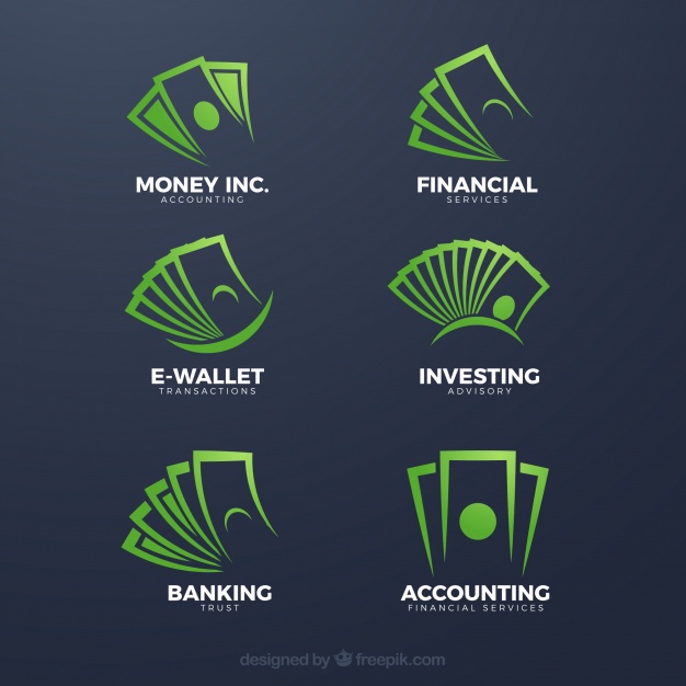 Green money logo template collection Vector.