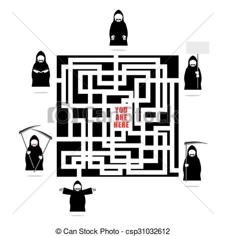 Vector Clip Art of Labyrinth of life. Life ends with death. In any.