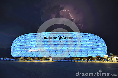Allianz Arena At Night Editorial Stock Photo.