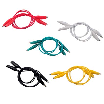 Stemedu Alligator Clip Test Leads, Micro:bit Microbit Alligator Clips with  Wire 1.64ft 50CM 5 Pairs 5 Color Red Yellow Black White Green Total 20.