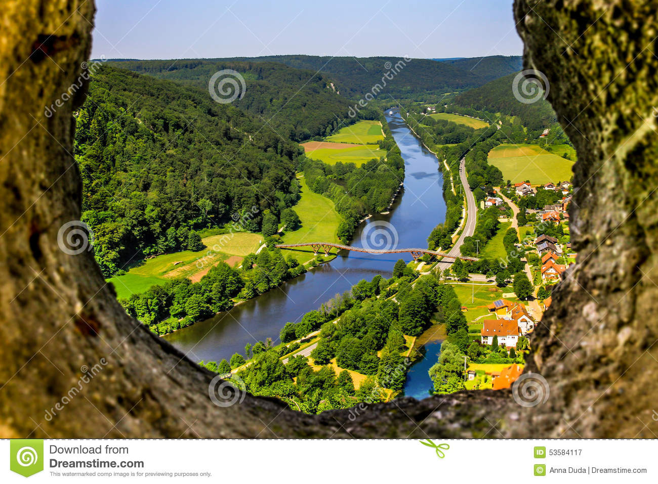 Essing Germany, Altmuehl Valley, Top View From Castle Stock Photo.