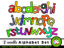 Hand Drawn Alphabet ClipArt Letters.