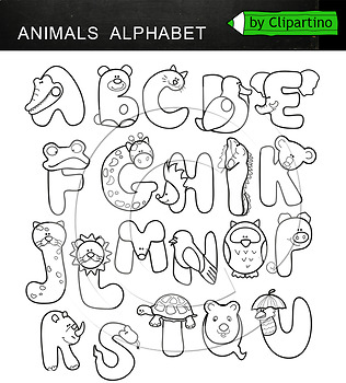 Animals Alphabet Clipart Letters.