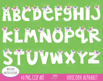 50% UNICORN clipart, unicorn letters clipart, unicorn graphics, CUTE  ALPHABET.