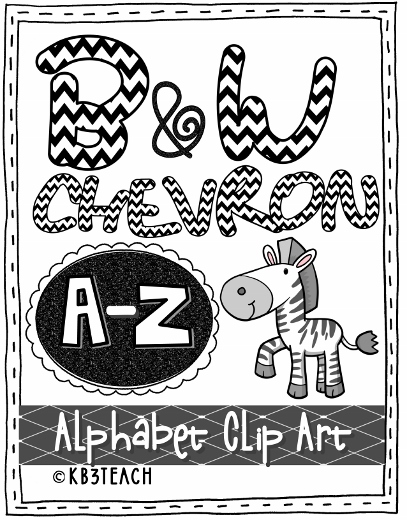 Alphabet Letters Clipart: Black Chevron Zebra Set (Uppercase A.