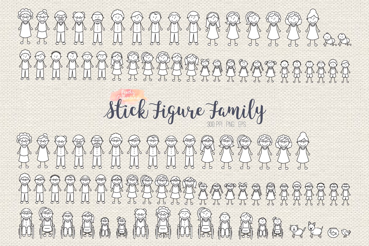 Stick Figure Family Clipart.