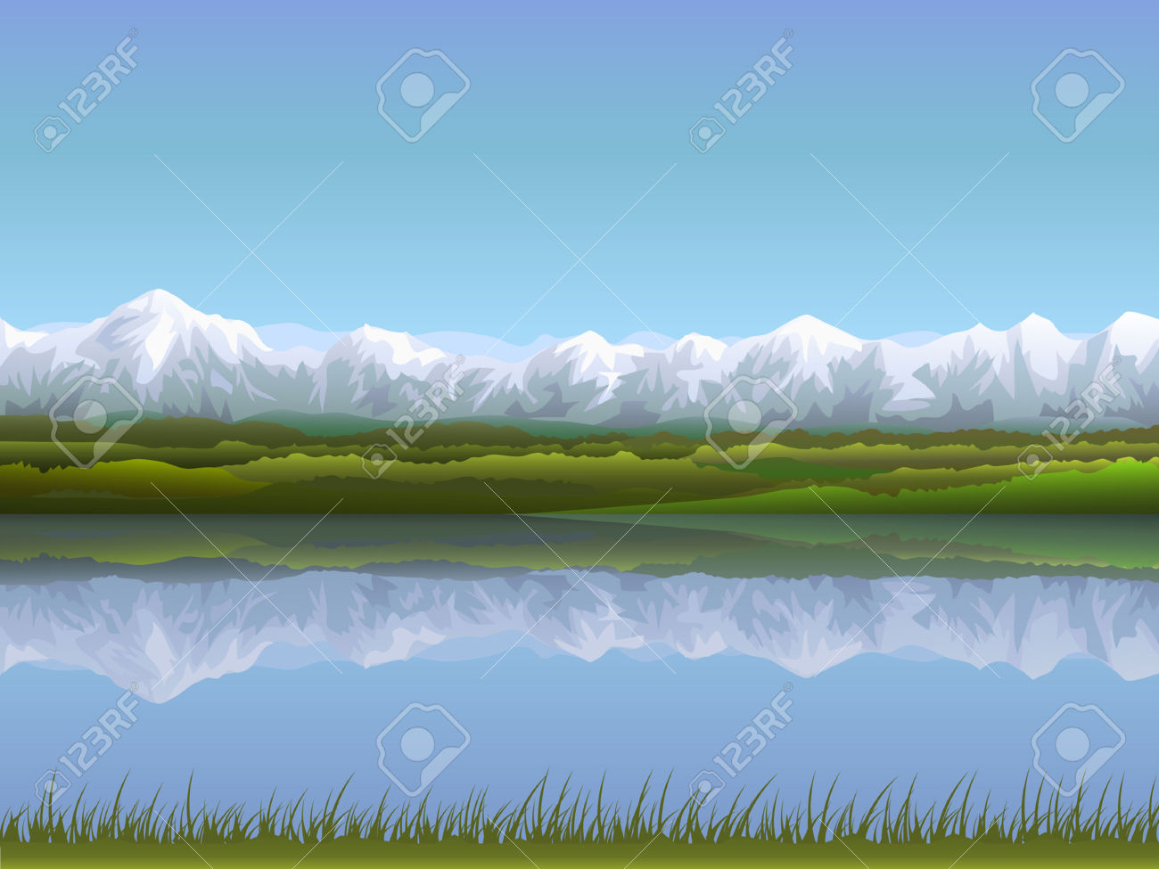 Alpine Panorama Reflecting In Clear Water (other Landscapes Are.