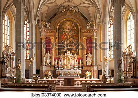 Stock Photography of "Interior and altar, Parish church of St.