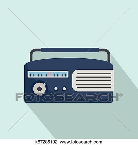 Am radio icon, flat style Clipart.