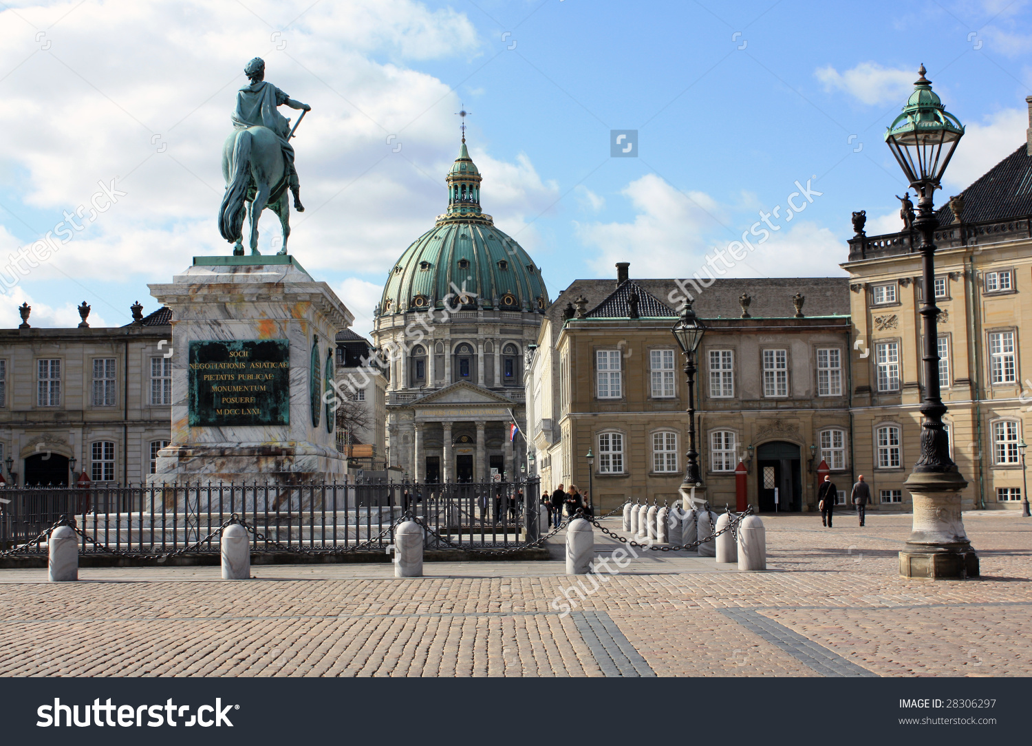 Amalienborg Castle Frederiks Church Copenhagen Stock Photo.