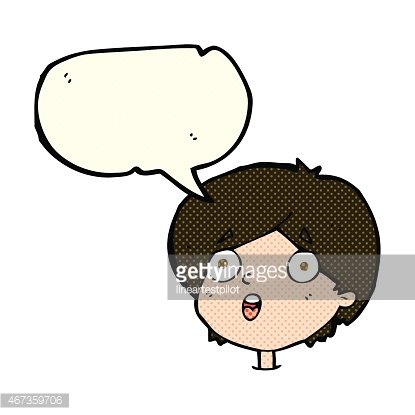 Cartoon Amazed Expression With Speech Bubble premium clipart.