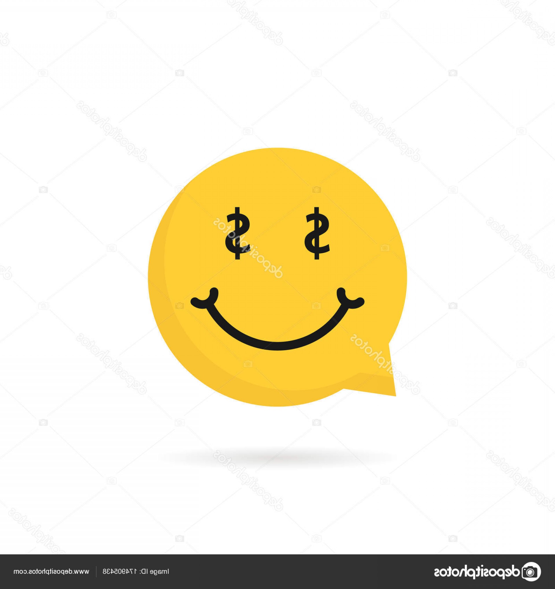 Stock Illustration Wealthy Emoji Speech Bubble Logo.