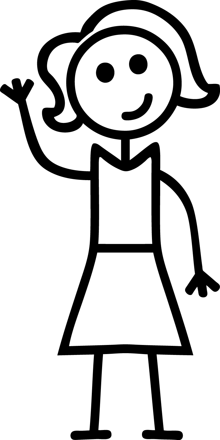 Girl stick figure clip art.