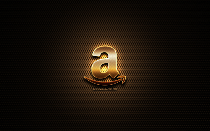 Download wallpapers Amazon glitter logo, creative, metal.