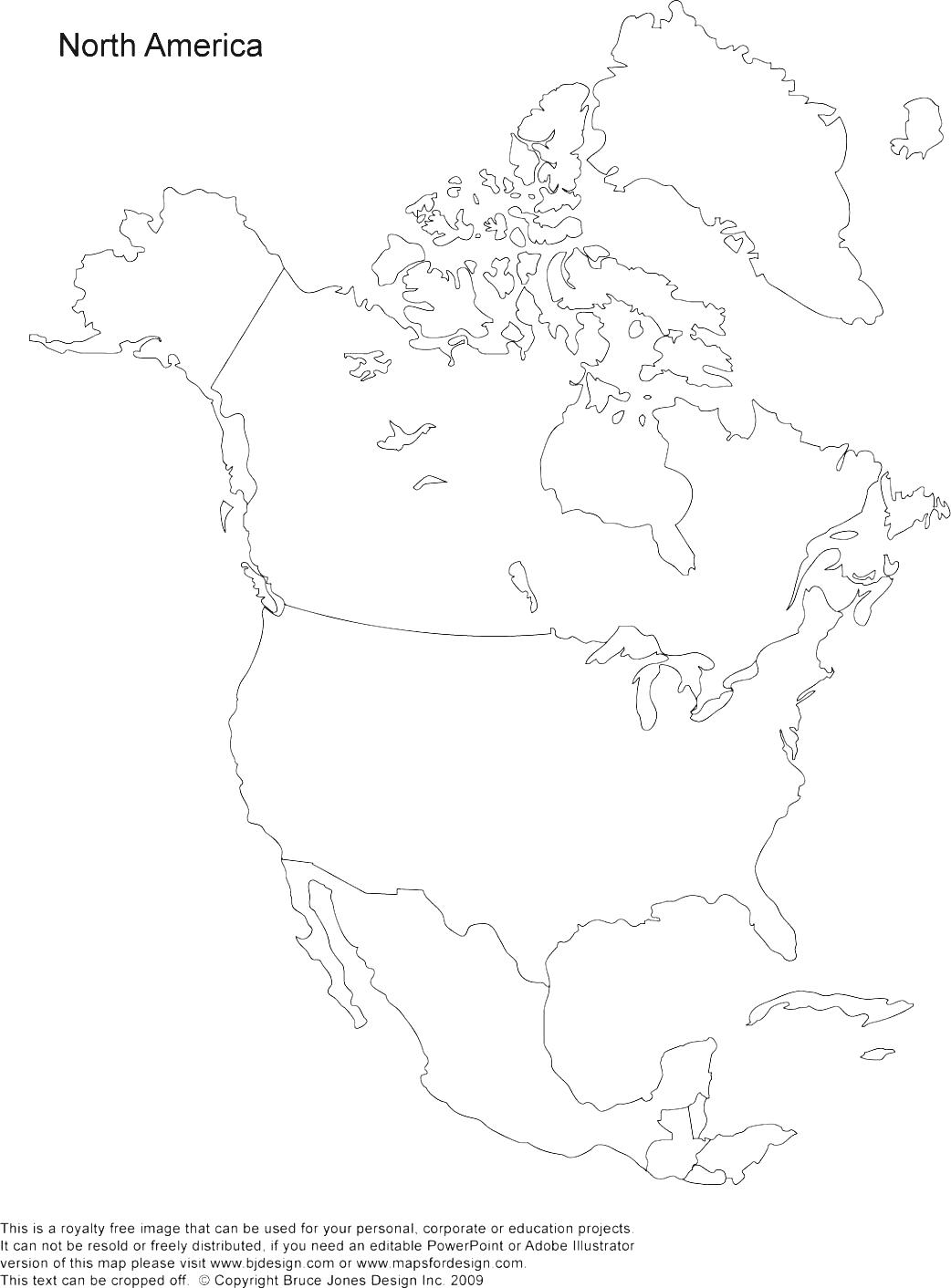 North America Map Outline Empty Usa Canada Blank.
