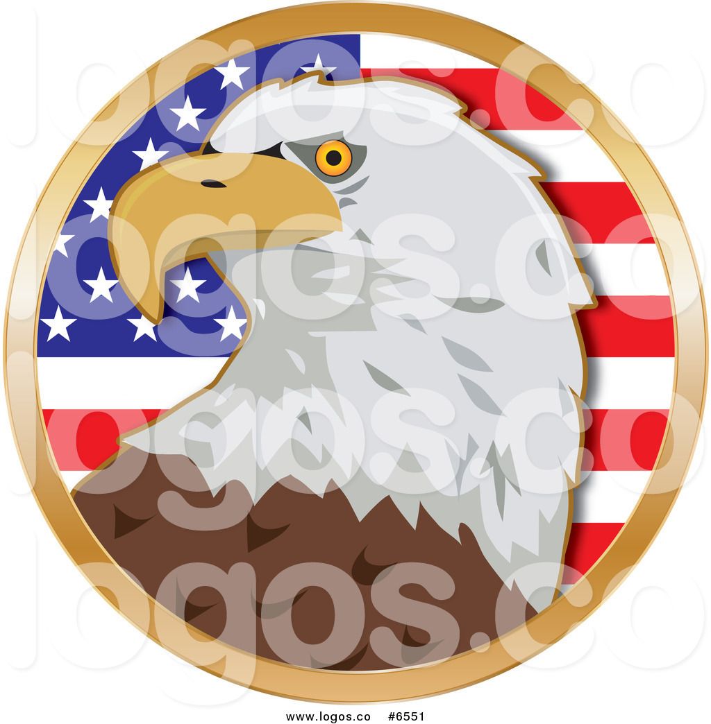 Royalty Free Clipart American Bald Eagle and American Circle Logo.