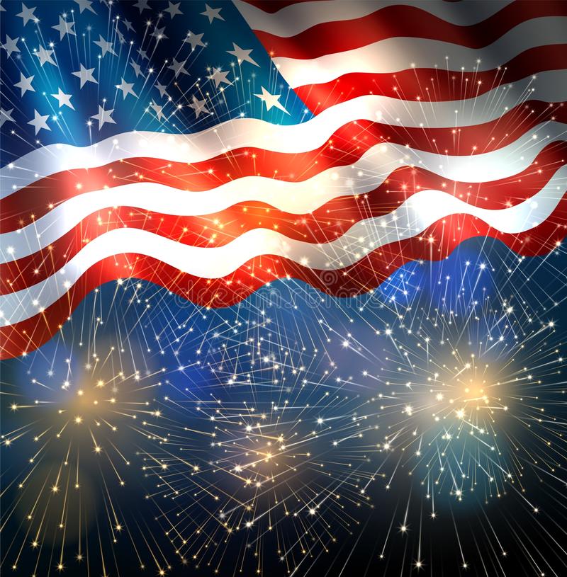 American Flag Fireworks Stock Illustrations.
