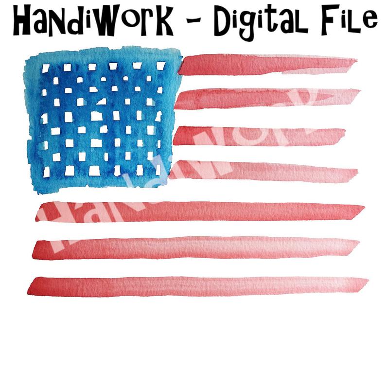 Watercolor American Flag PNG File, Fourth of July Sublimation design,  Independence Day png Design, Sketchy American Flag Design.