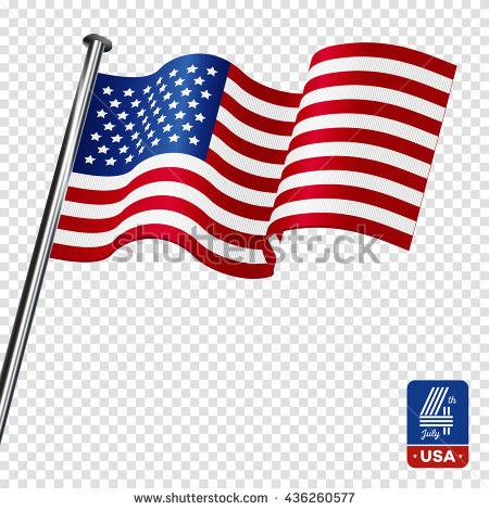 American Flag On Transparent Background Happy Stock Vector.