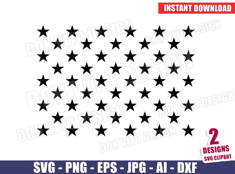 50 American Flag Stars (SVG dxf png) Star Union US Flag Cut Files  Silhouette Vector Clipart Digital Design Vinyl Decal Stencil USA Template.
