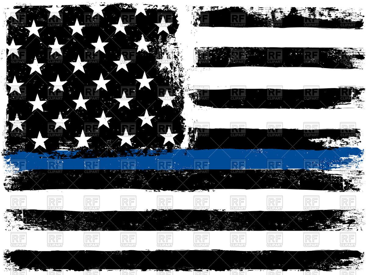 American Flag with Thin Blue Line Stock Vector Image.