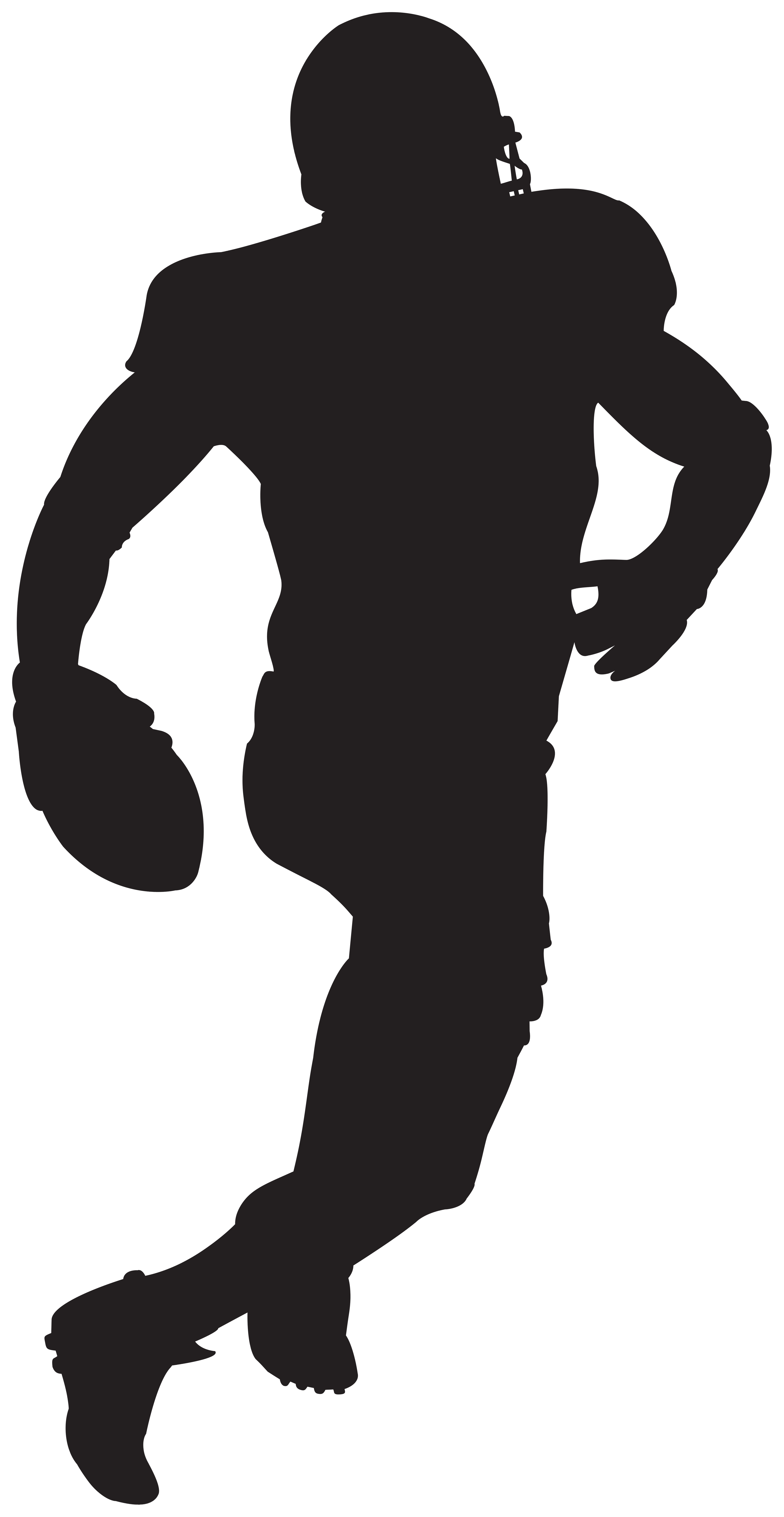 American Football Player Silhouette Transparent Image.
