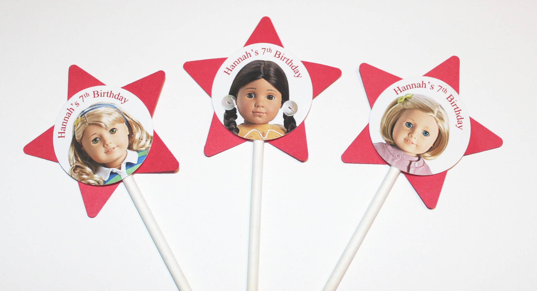 Personalized American Girl Doll Cupcake Party Toppers Picks on Luulla.