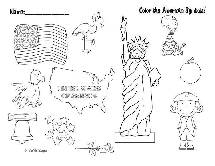 Color the American Symbols\