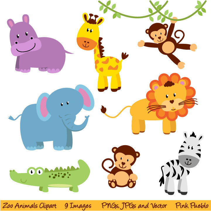 Baby Safari Animals Clipart.