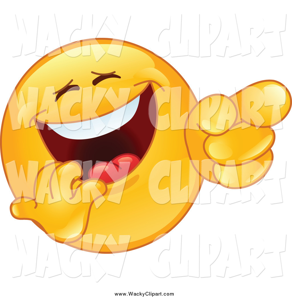 Clipart of a Laughing and Pointing Emoticon Smiley Face by.
