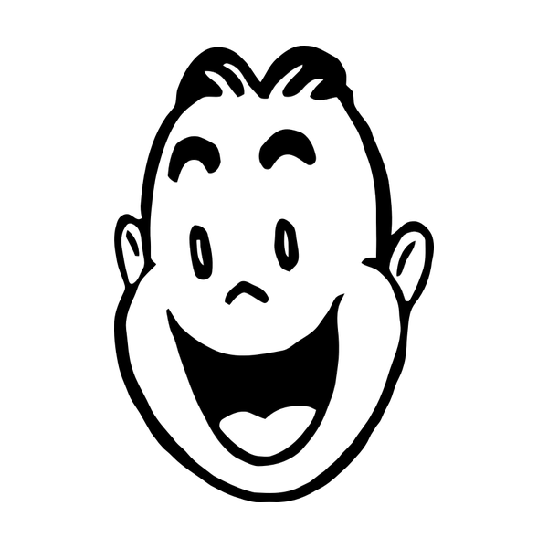 Vector graphics of amused man\'s face.