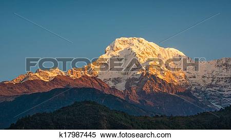 Stock Image of The Annapurna South in Nepal at sunrise k17987445.
