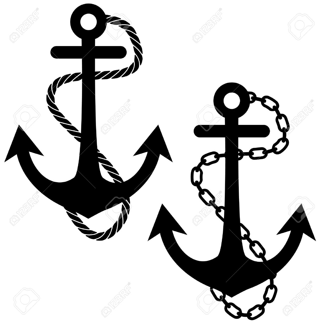 Anchor With Rope Clipart.