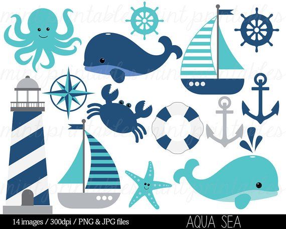 Nautical Clipart Clip Art, Anchor Clipart, Whale Clipart.