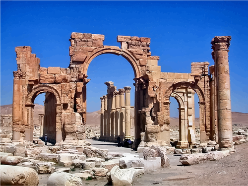 Hadrian Gate Palmyra vector image.