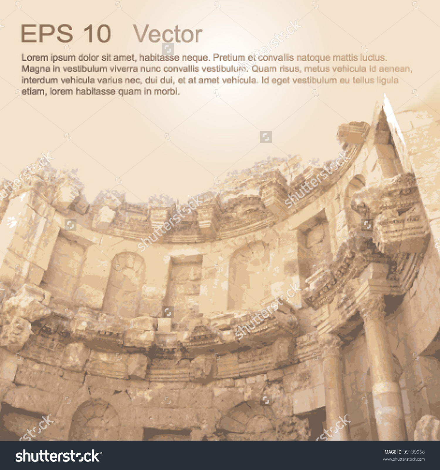 Ruins Ancient City Gerasa Jerash Jordan Stock Vector 99139958.