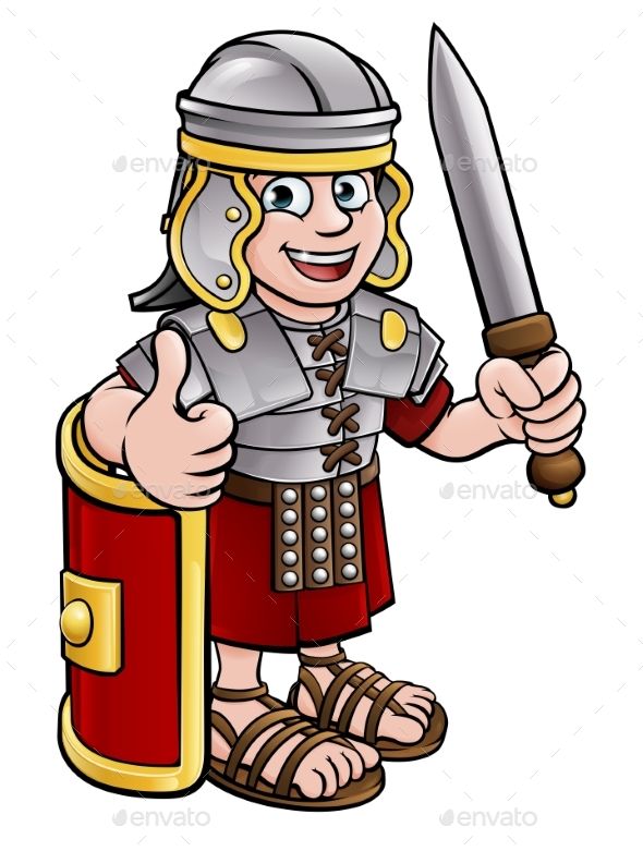Cartoon Roman Soldier Character A Roman soldier cartoon.