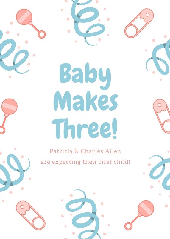 Pastel Confetti & Baby Icons Pregnancy Announcement.