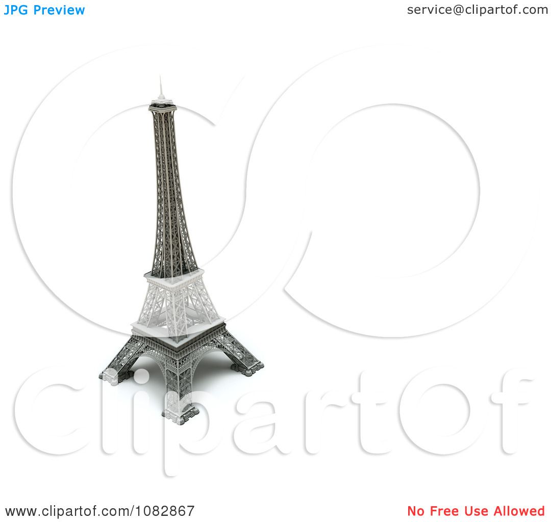 Clipart 3d Eiffel Tower Statue With Copyspace To The Right.