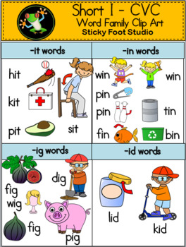 Short I CVC Word Family Clip Art.